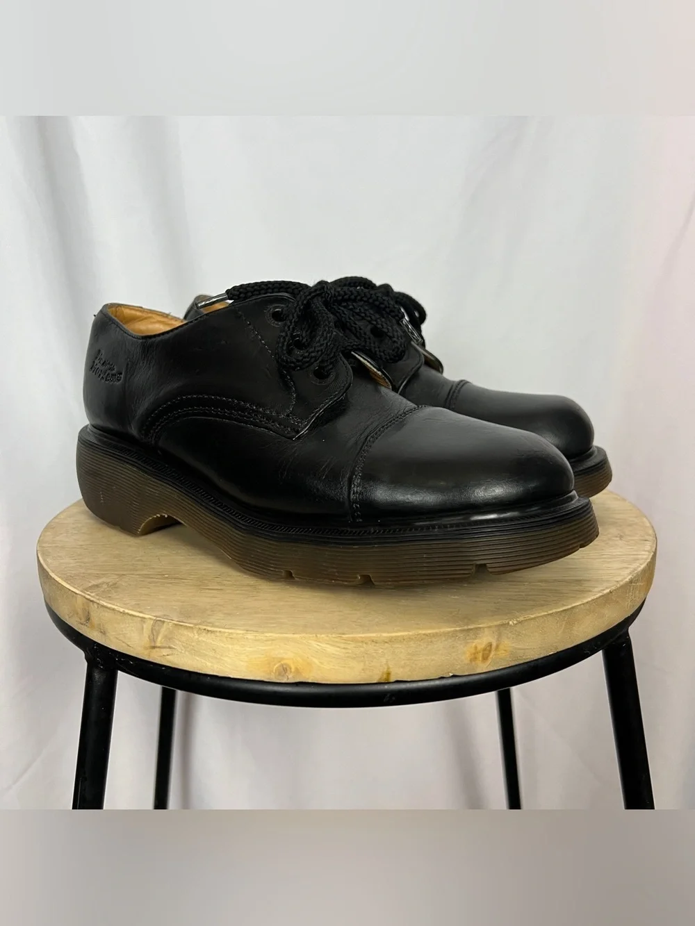 Vintage 90s Black Dr. Martens Leather Lace Up Oxford Platforms